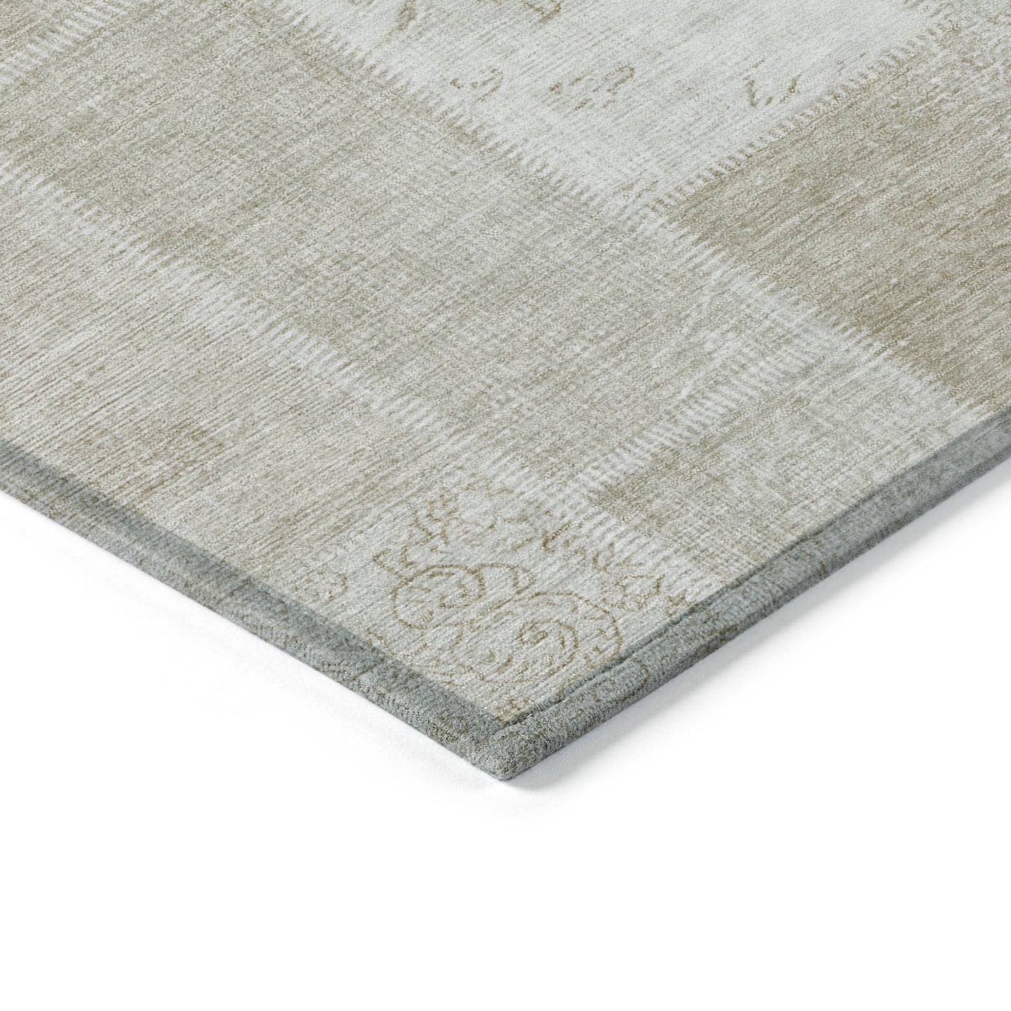 3' X 5' Taupe Beige And Tan Patchwork Washable Indoor Outdoor Area Rug