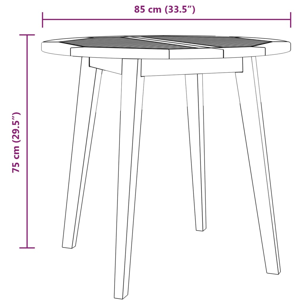 vidaXL Patio Table Outdoor Dining Table for Backyard Lawn Solid Wood Acacia