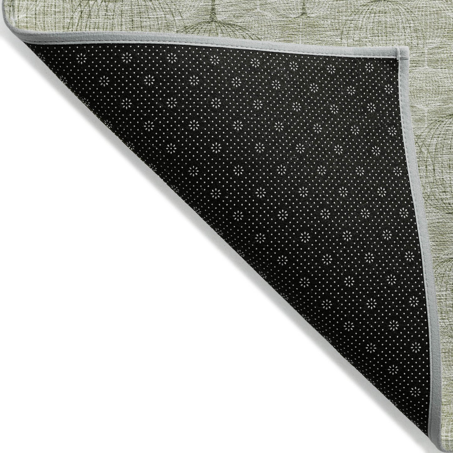 8' X 10' Artichoke Green And Ivory Geometric Washable Indoor Outdoor Area Rug