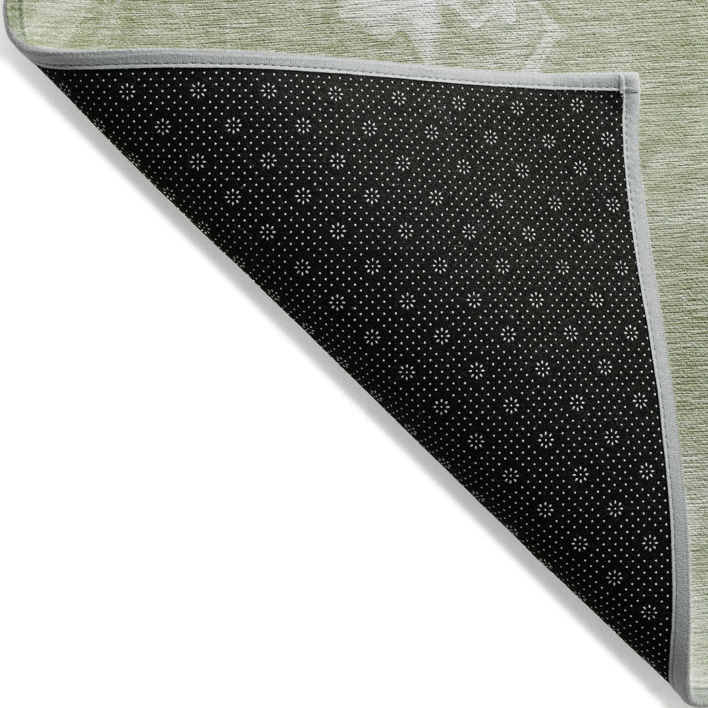9' X 12' Artichoke Green Fern Green And Ivory Abstract Washable Indoor Outdoor Area Rug