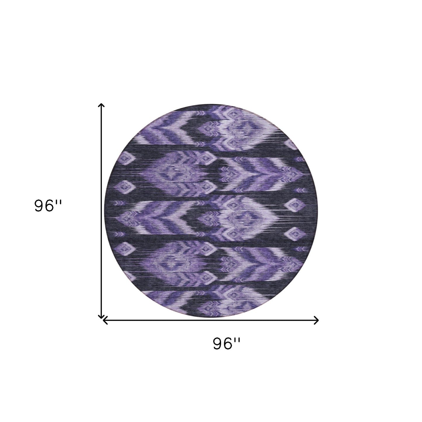 8' Purple Lavender And Plum Round Southwestern Washable Indoor Outdoor Area Rug