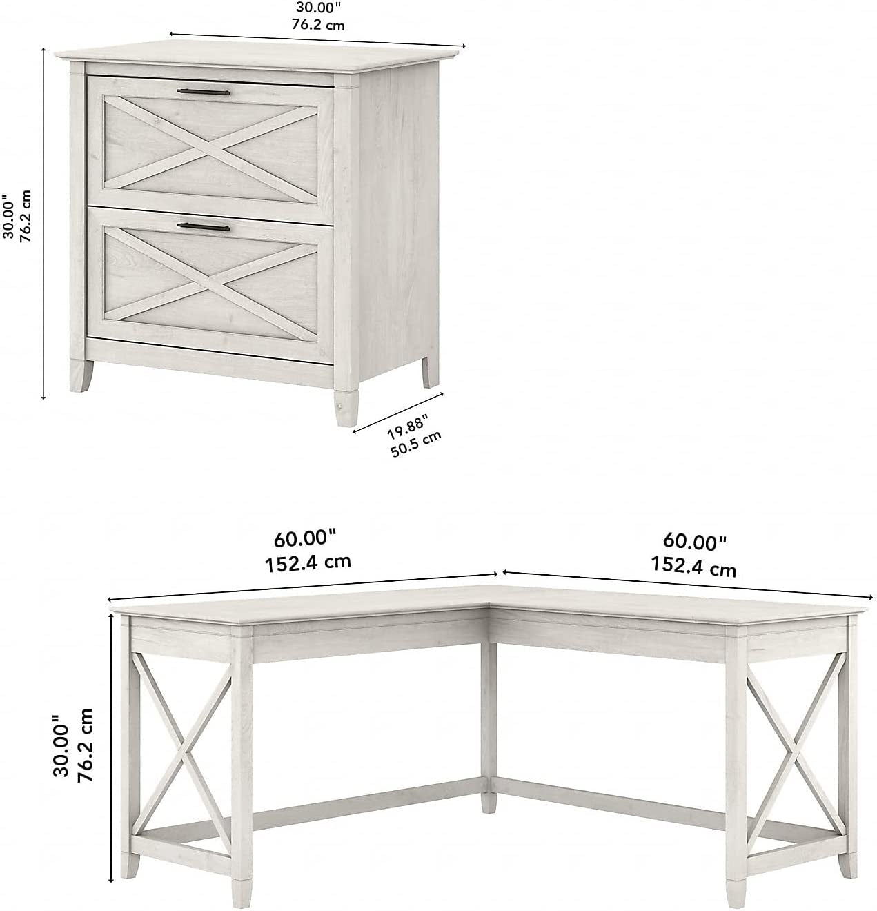 Key West L Shaped Desk with Mobile File Cabinet